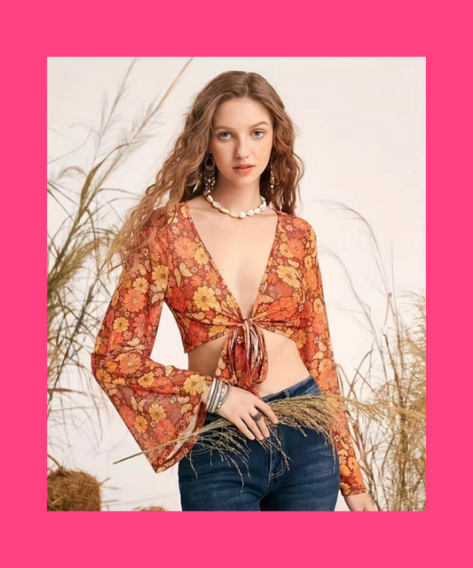 Autumn tie up crop top