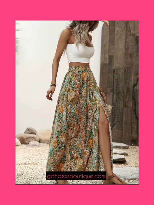 Peacock maxi skirt