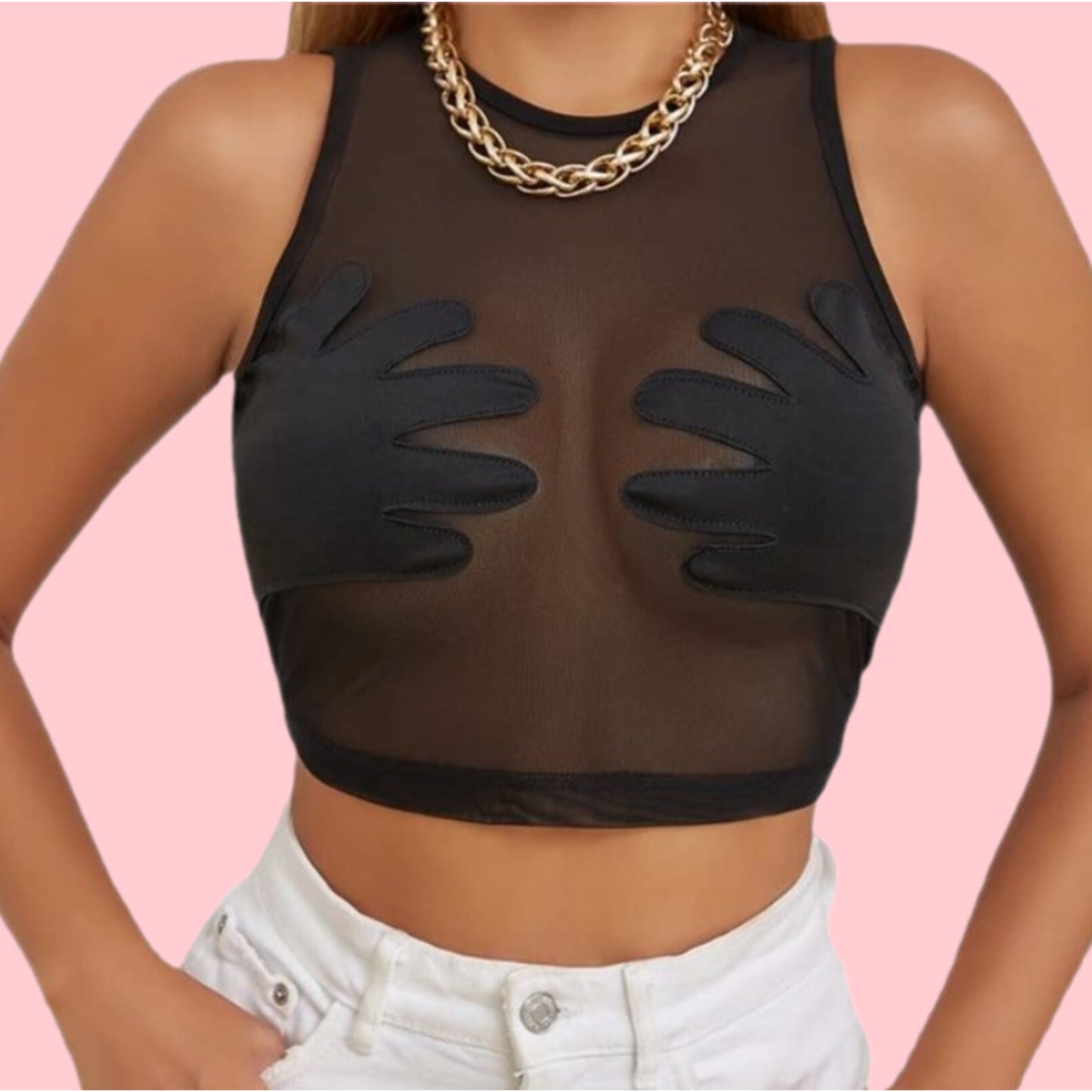 Hands on crop top