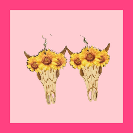 Horned sunflower earring