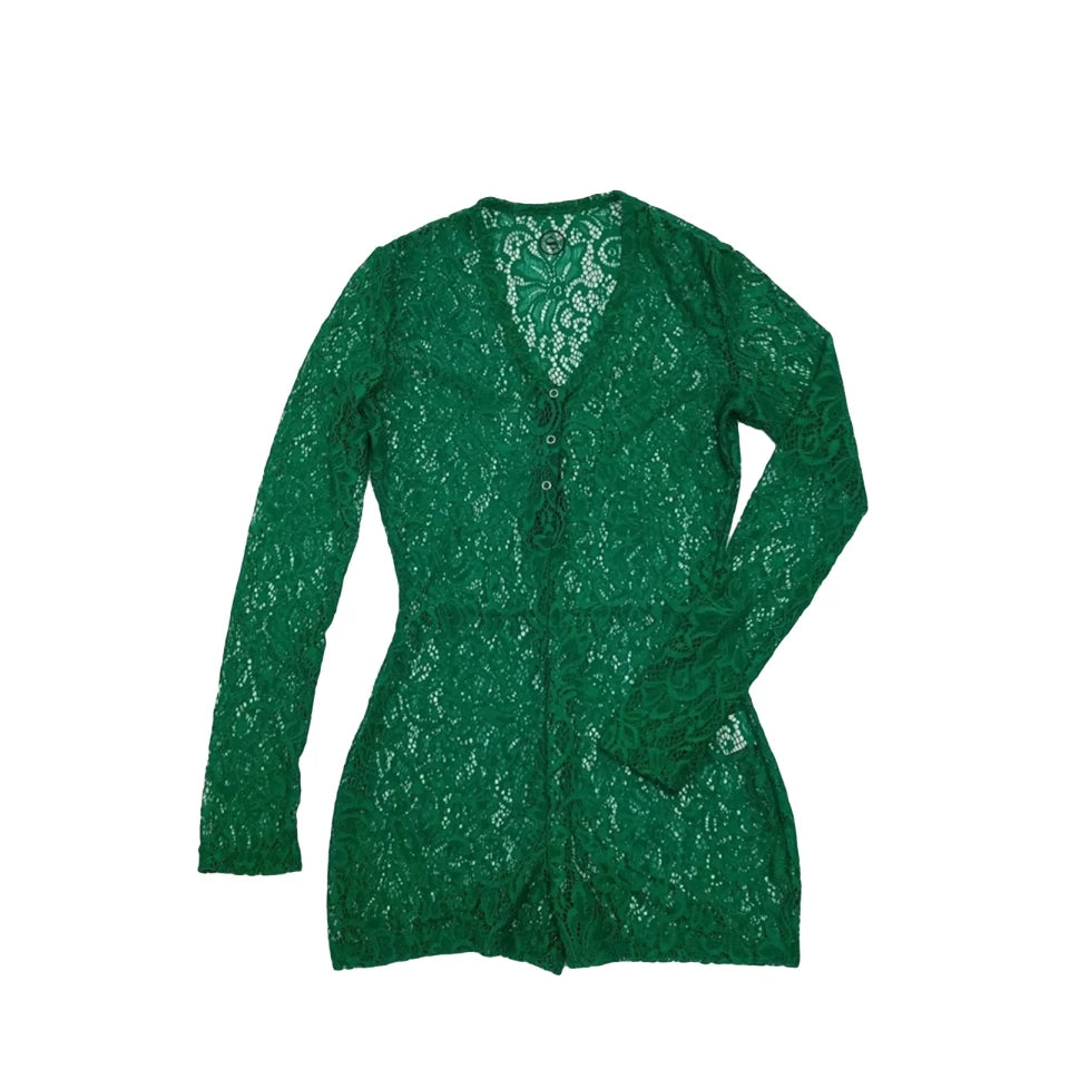 Money Green lace romper - GahdessBoutique