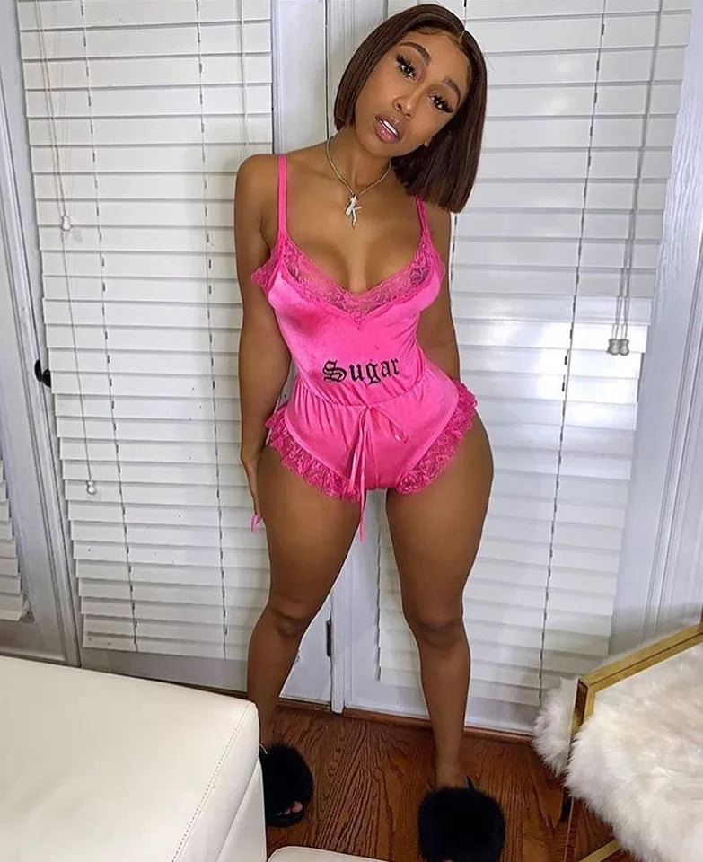 Pink Sugar one piece lingerie romper - GahdessBoutique