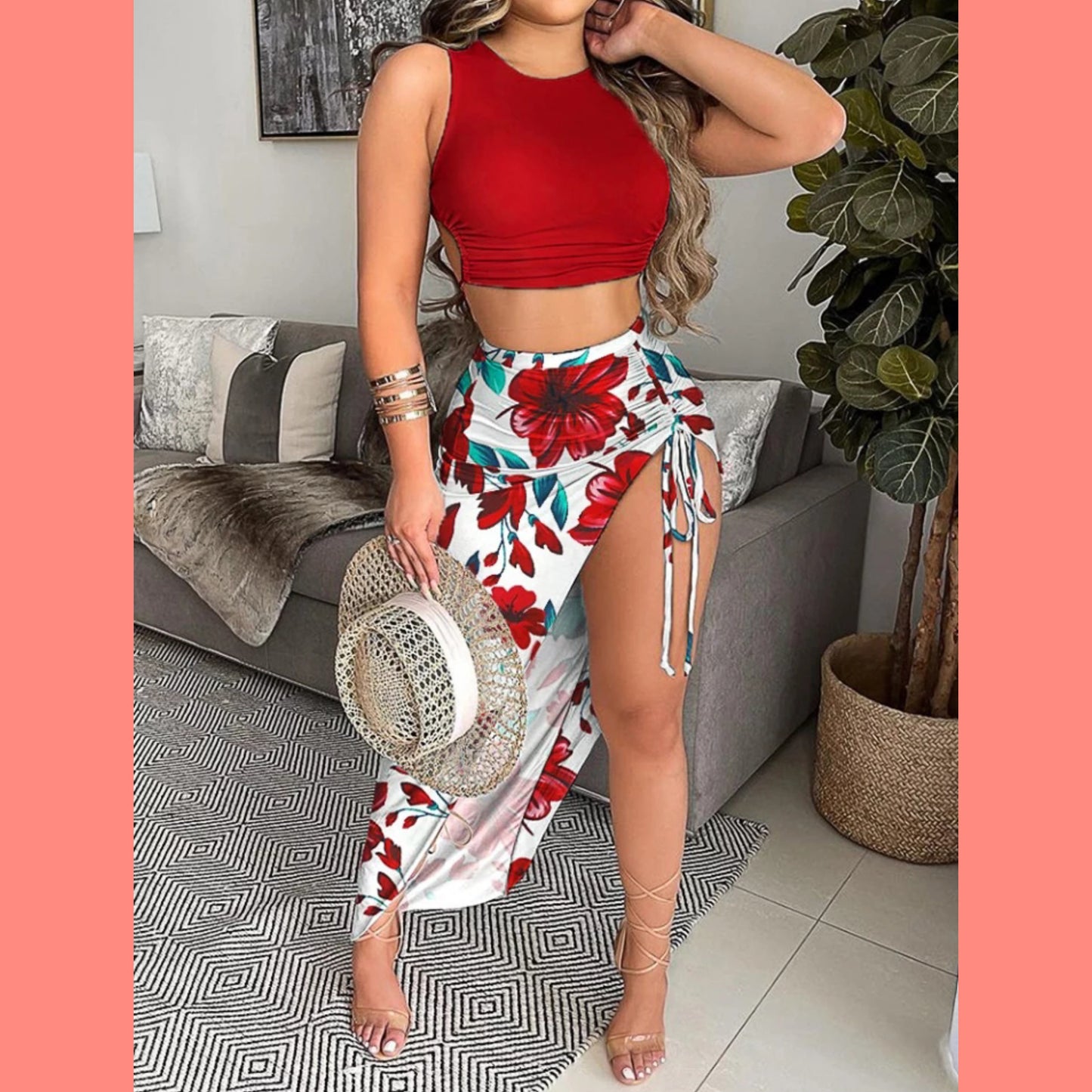 Rose Red 2 piece skirt set