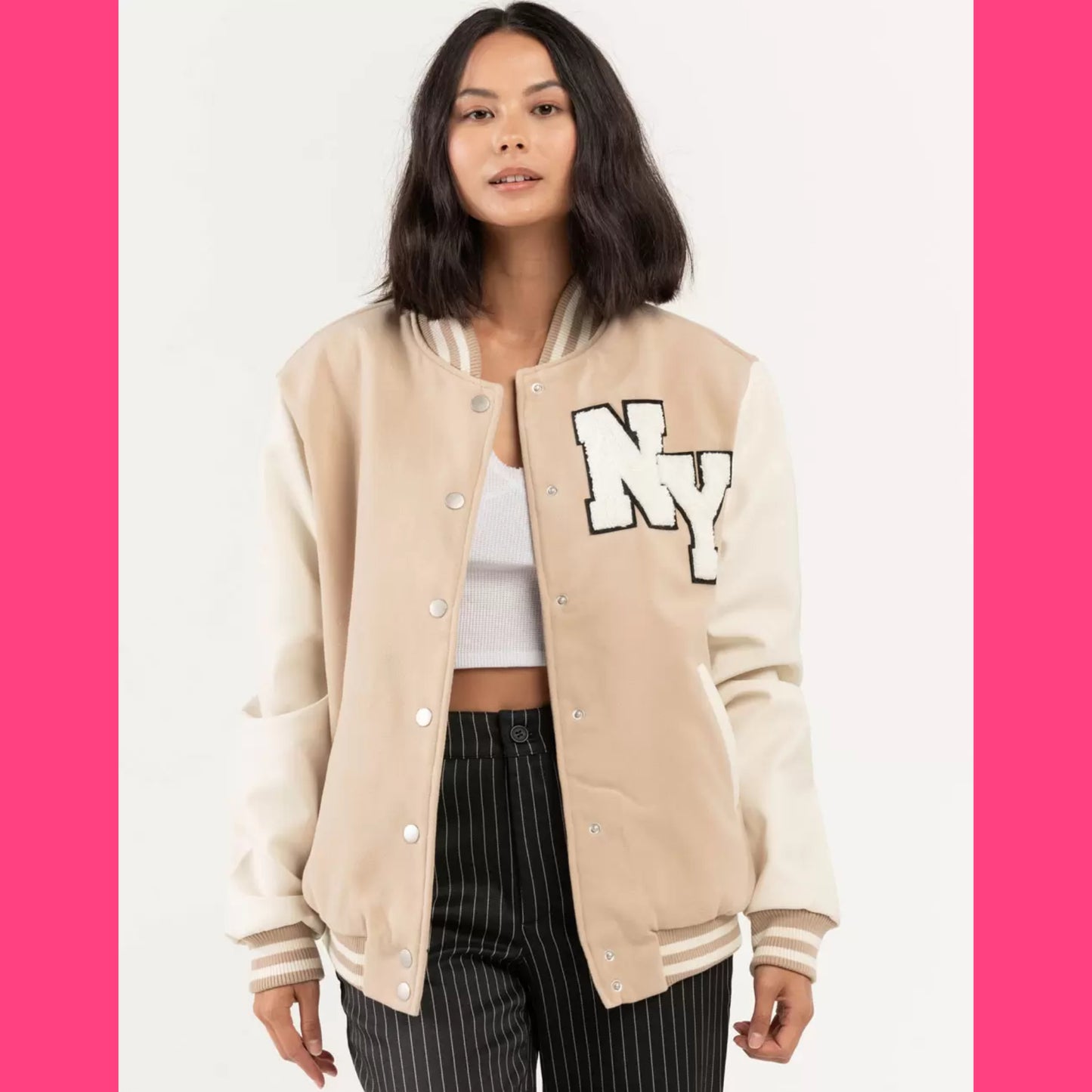 NY letterman fleece jacket